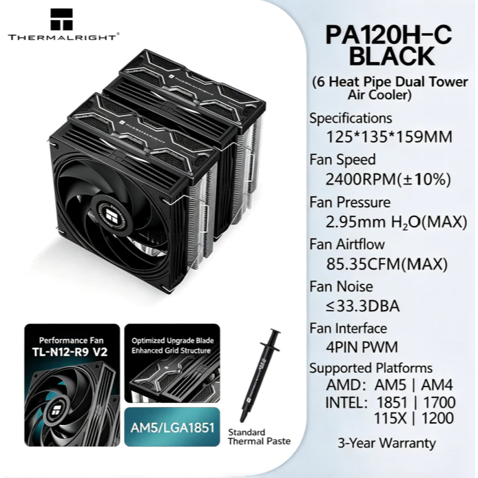 Thermalright PA120H‑C BLACK En - Thermal Paste Cpu reseña y precio
